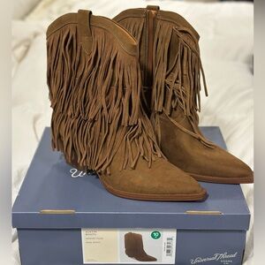 Universal Thread Fringe Ankle Boots - Tan
